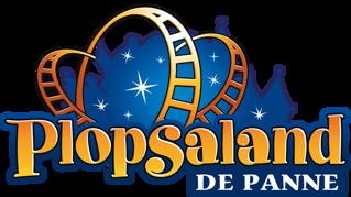 Historic Plopsaland logo with a rainbow and starry sky.