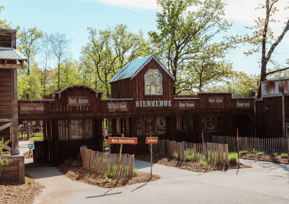 Wooden gateways marking the Wild West areas of OʼFun Park.
