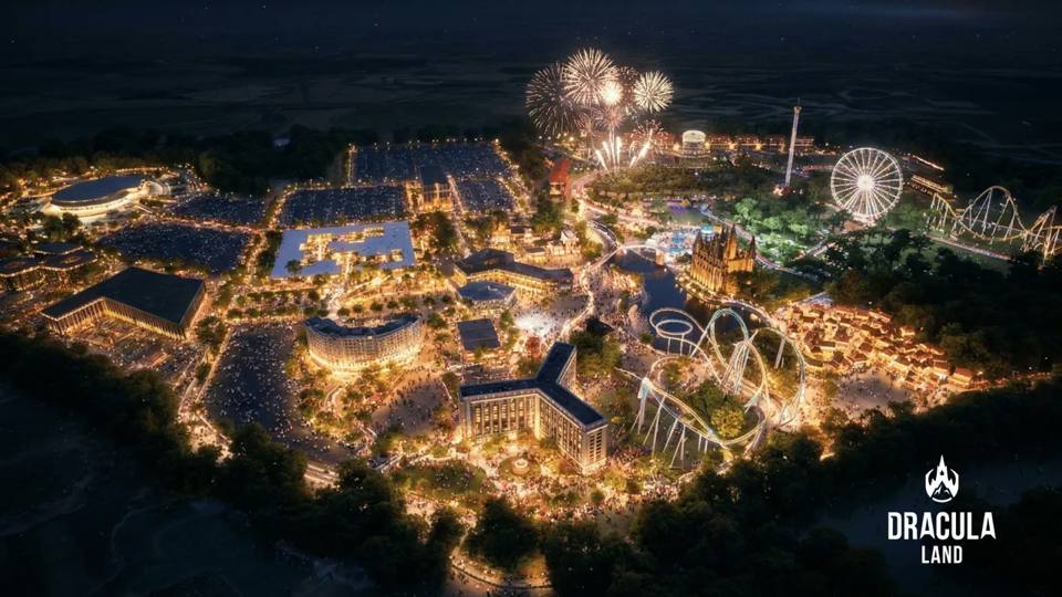 Offizielles Konzeptbild des im Zentrum von DraculaLand geplanten Themenparks.