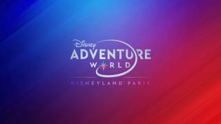 Official Disney Adventure World logo on a blue and red background.