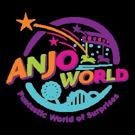 o logótipo colorido do Anjo World com roda-gigante e montanha-russa