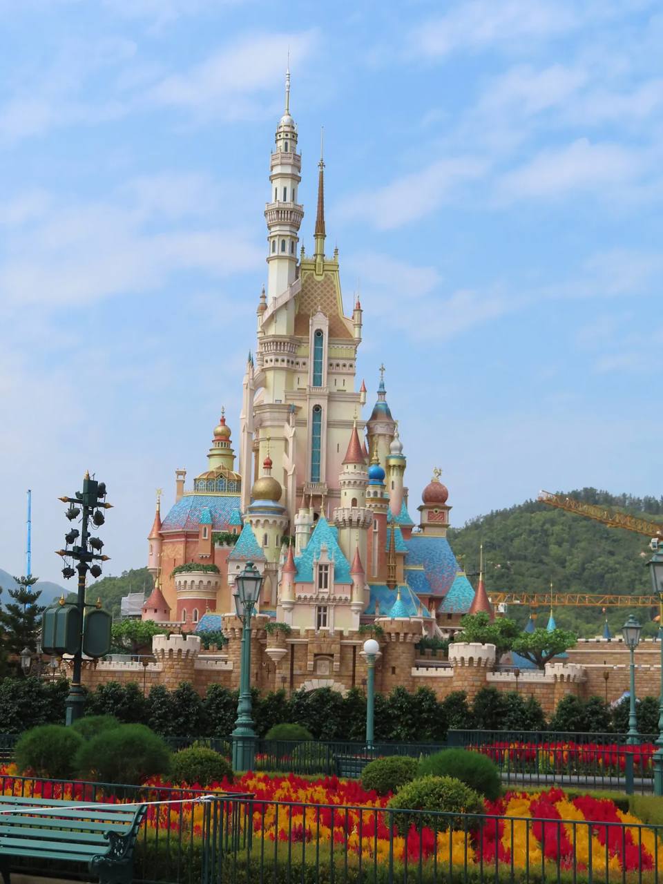 Castle of Magical Dreams rises in front of Lantau’s green hills
