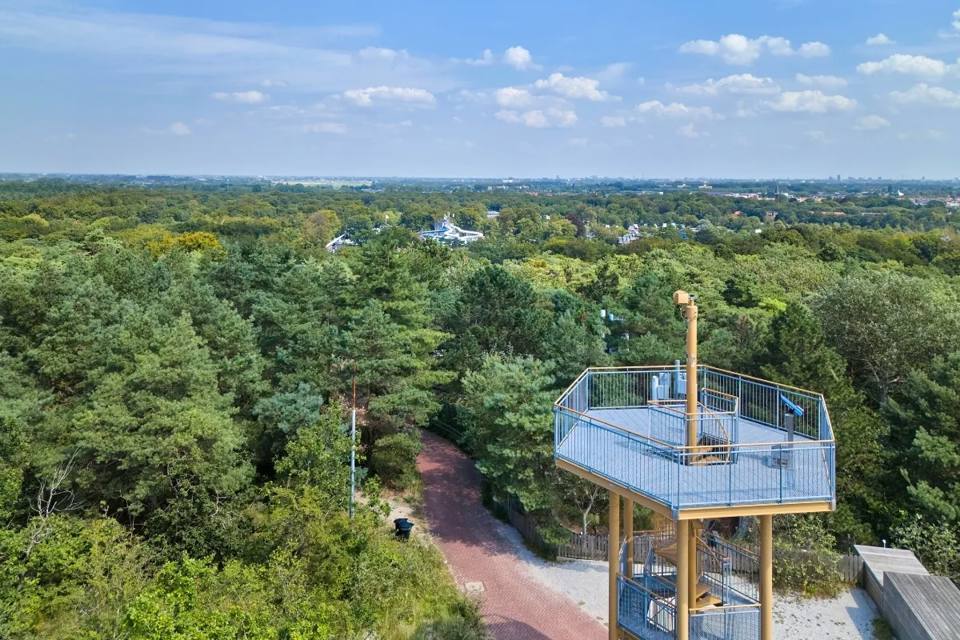 Panorama of Duinrell and its wooded dunes from the Observation Tower