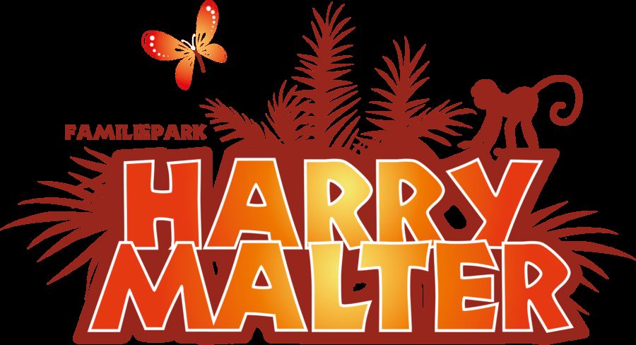 Logótipo oficial do Familiepark Harry Malter com figuras circenses.