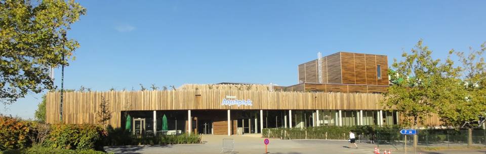 Timber façade and entrance of Bellewaerde Aquapark in Ypres